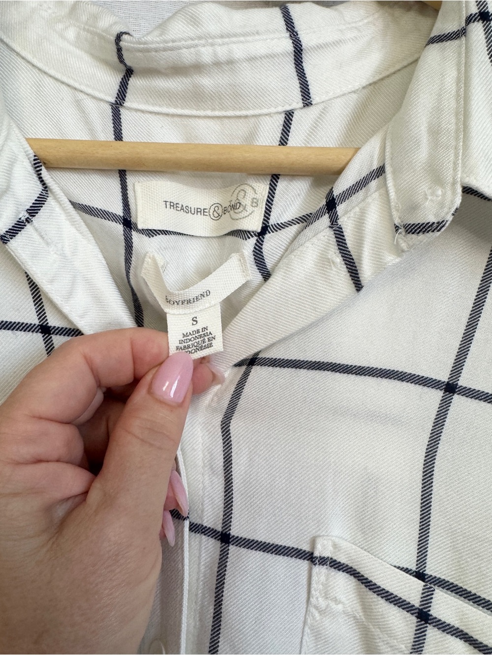 Treasure & Bond White Shirt with Black Windowpane Grid - Picture 4 of 7